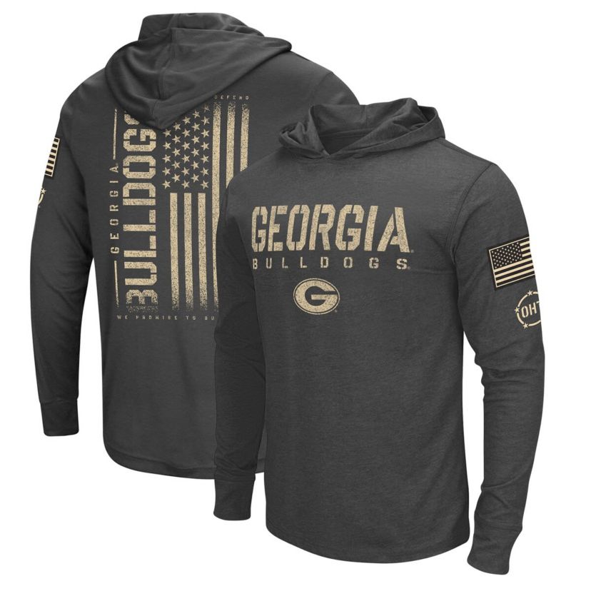 NCAA Georgia Bulldogs Team OHT Military Appreciation Long Sleeve Hoodie T-Shirt