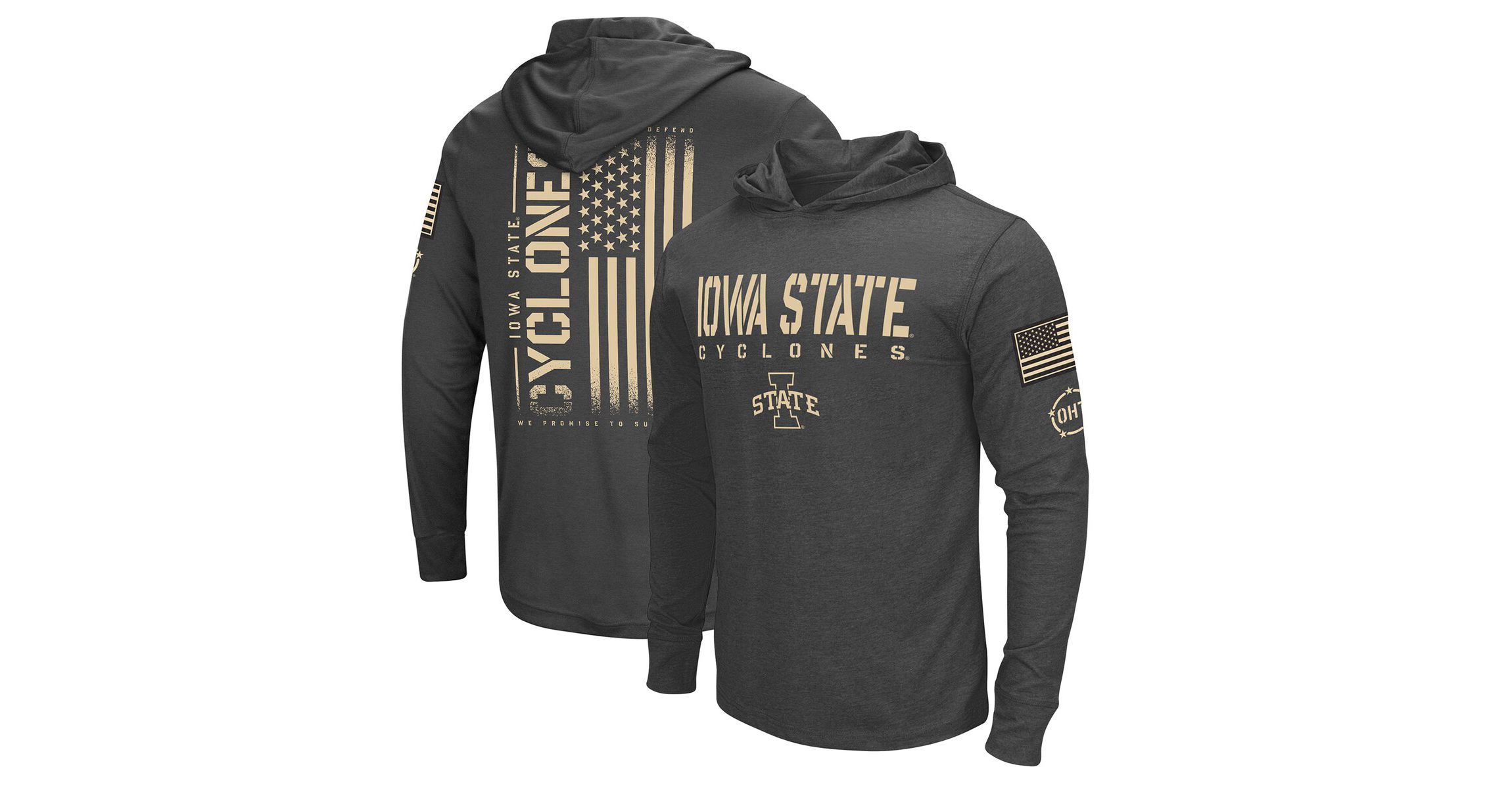 NCAA Iowa State Cyclones Team OHT Military Appreciation Long Sleeve Hoodie T-Shirt