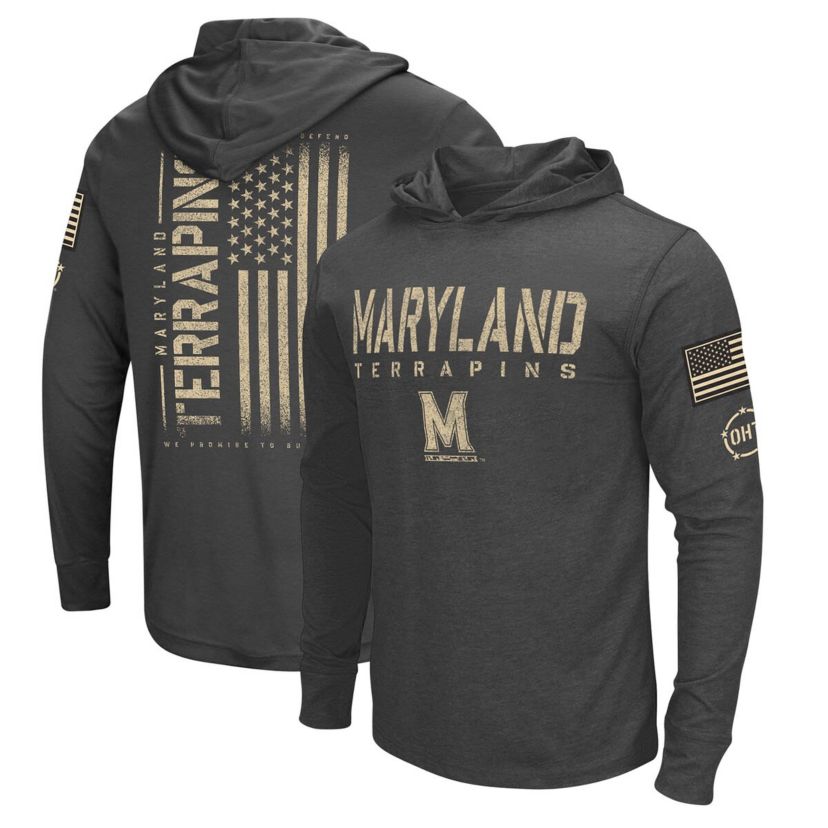 NCAA Maryland Terrapins Team OHT Military Appreciation Long Sleeve Hoodie T-Shirt
