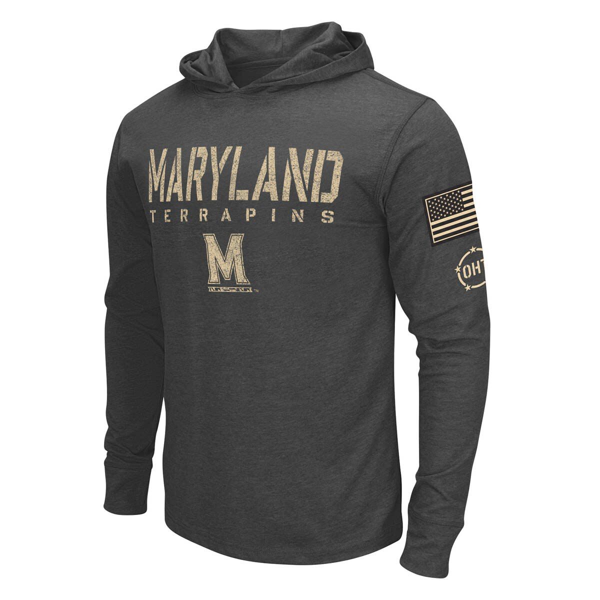 NCAA Maryland Terrapins Team OHT Military Appreciation Long Sleeve Hoodie T-Shirt