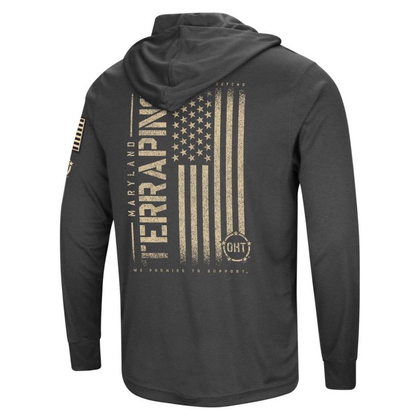 NCAA Maryland Terrapins Team OHT Military Appreciation Long Sleeve Hoodie T-Shirt