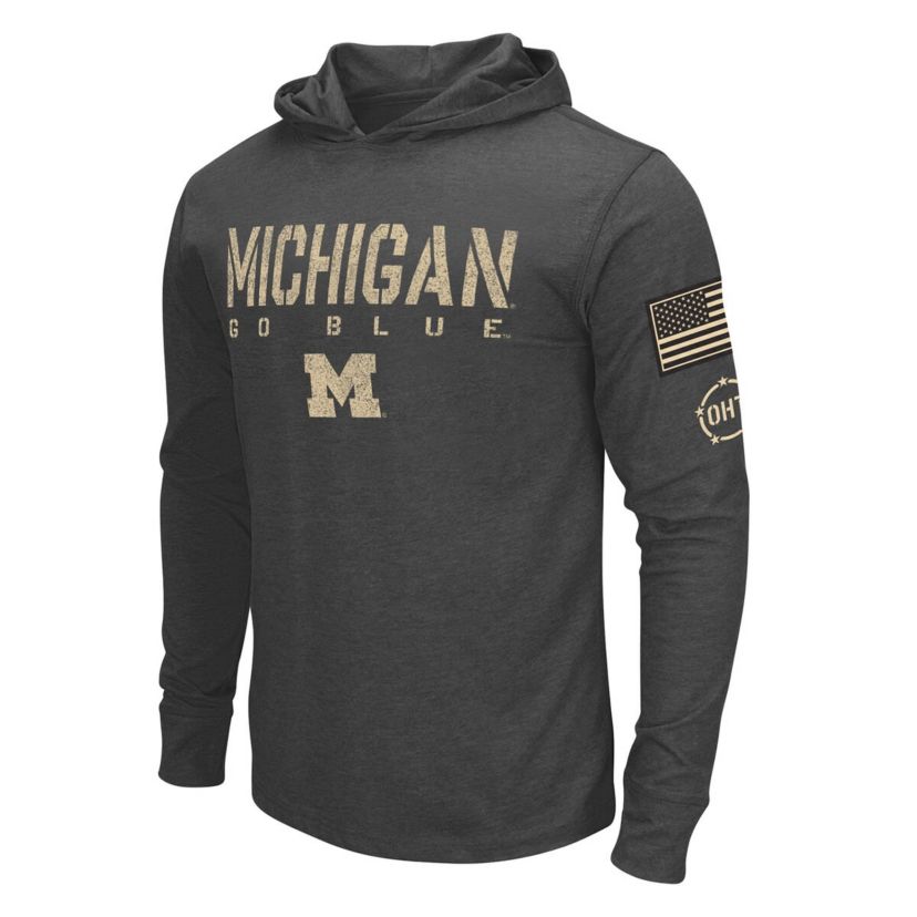 NCAA Michigan Wolverines Team OHT Military Appreciation Long Sleeve Hoodie T-Shirt