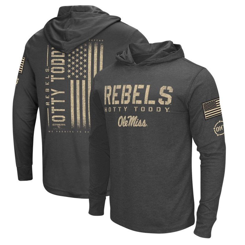 NCAA Ole Miss Rebels Team OHT Military Appreciation Long Sleeve Hoodie T-Shirt