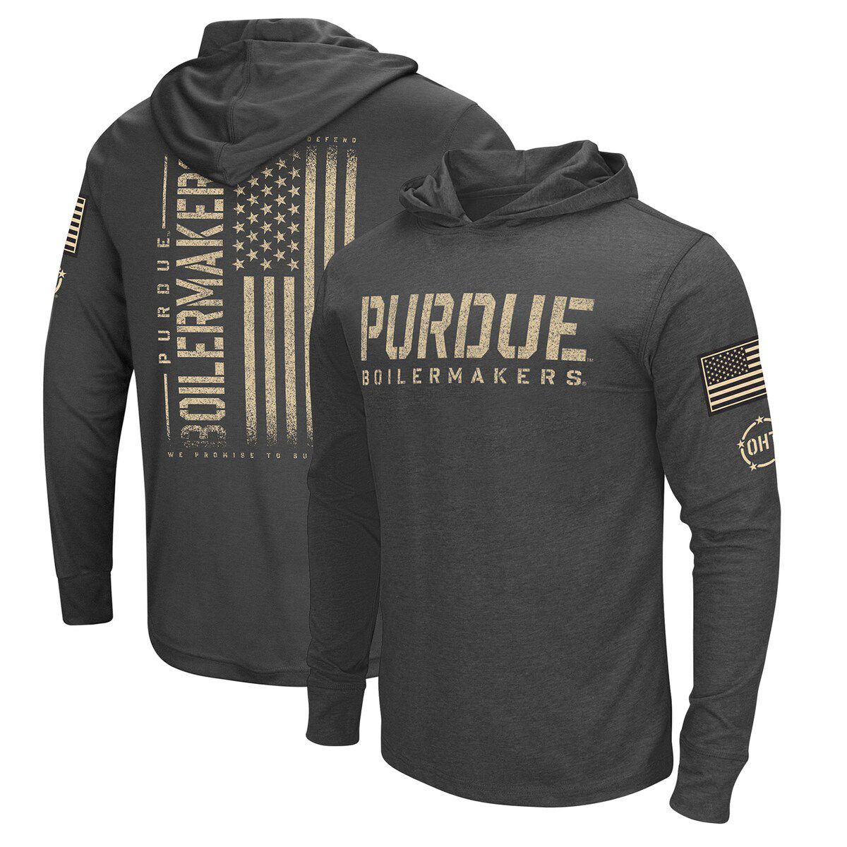 NCAA Purdue Boilermakers Team OHT Military Appreciation Long Sleeve Hoodie T-Shirt