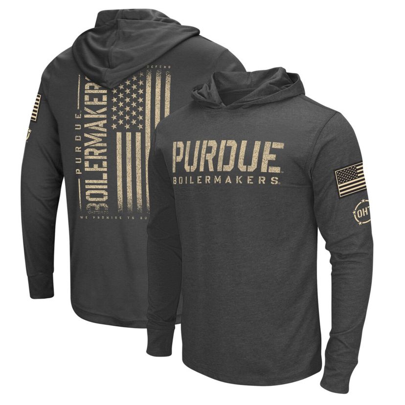 NCAA Purdue Boilermakers Team OHT Military Appreciation Long Sleeve Hoodie T-Shirt