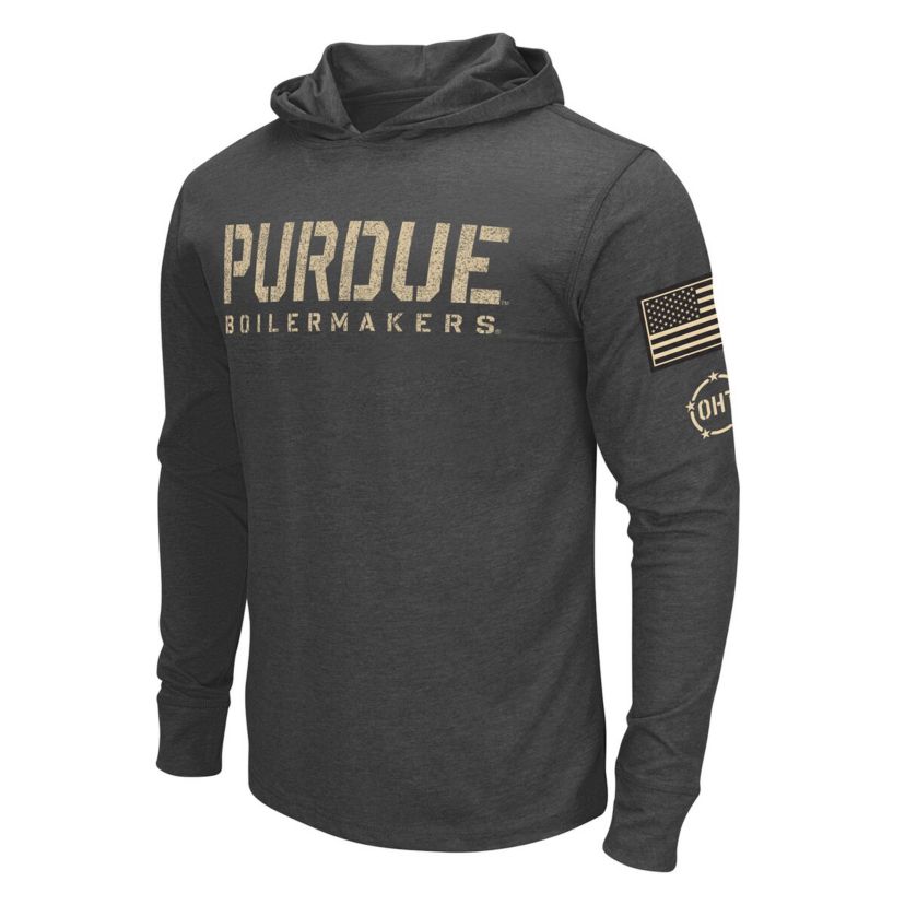NCAA Purdue Boilermakers Team OHT Military Appreciation Long Sleeve Hoodie T-Shirt