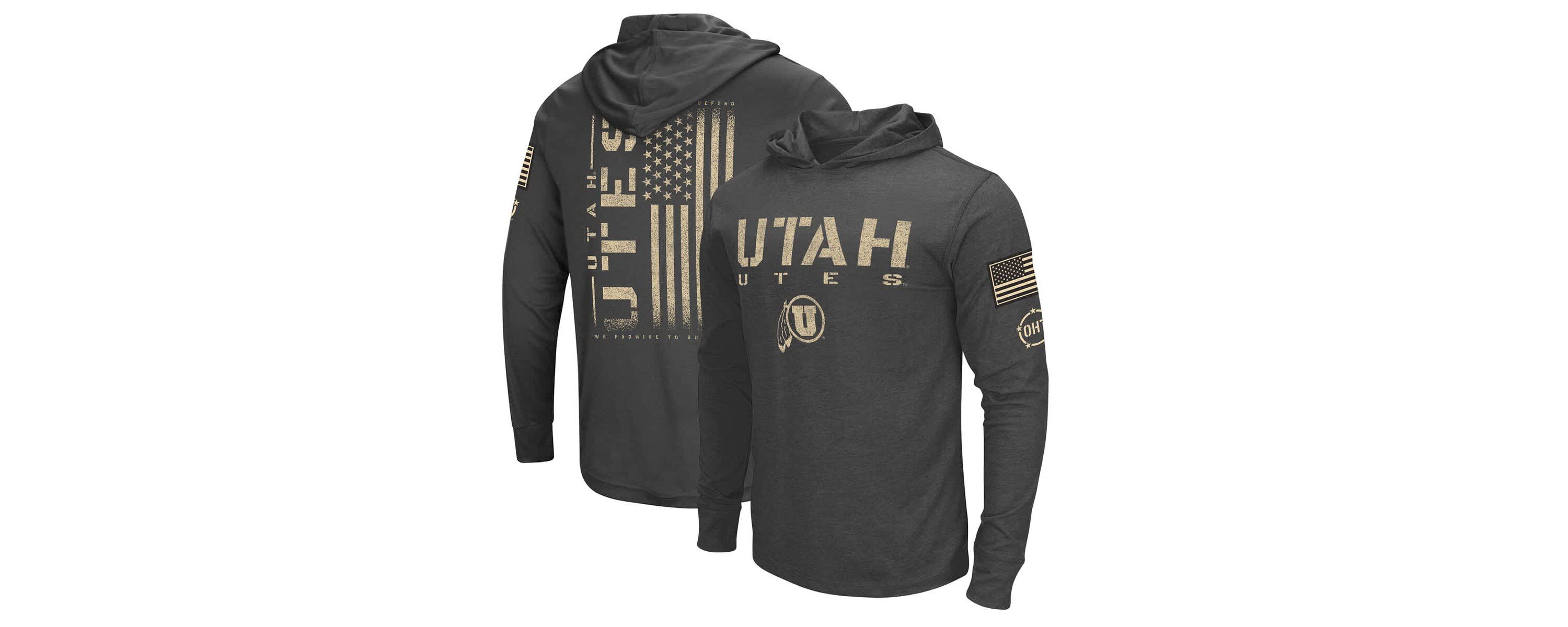 NCAA Utah Utes Team OHT Military Appreciation Long Sleeve Hoodie T-Shirt
