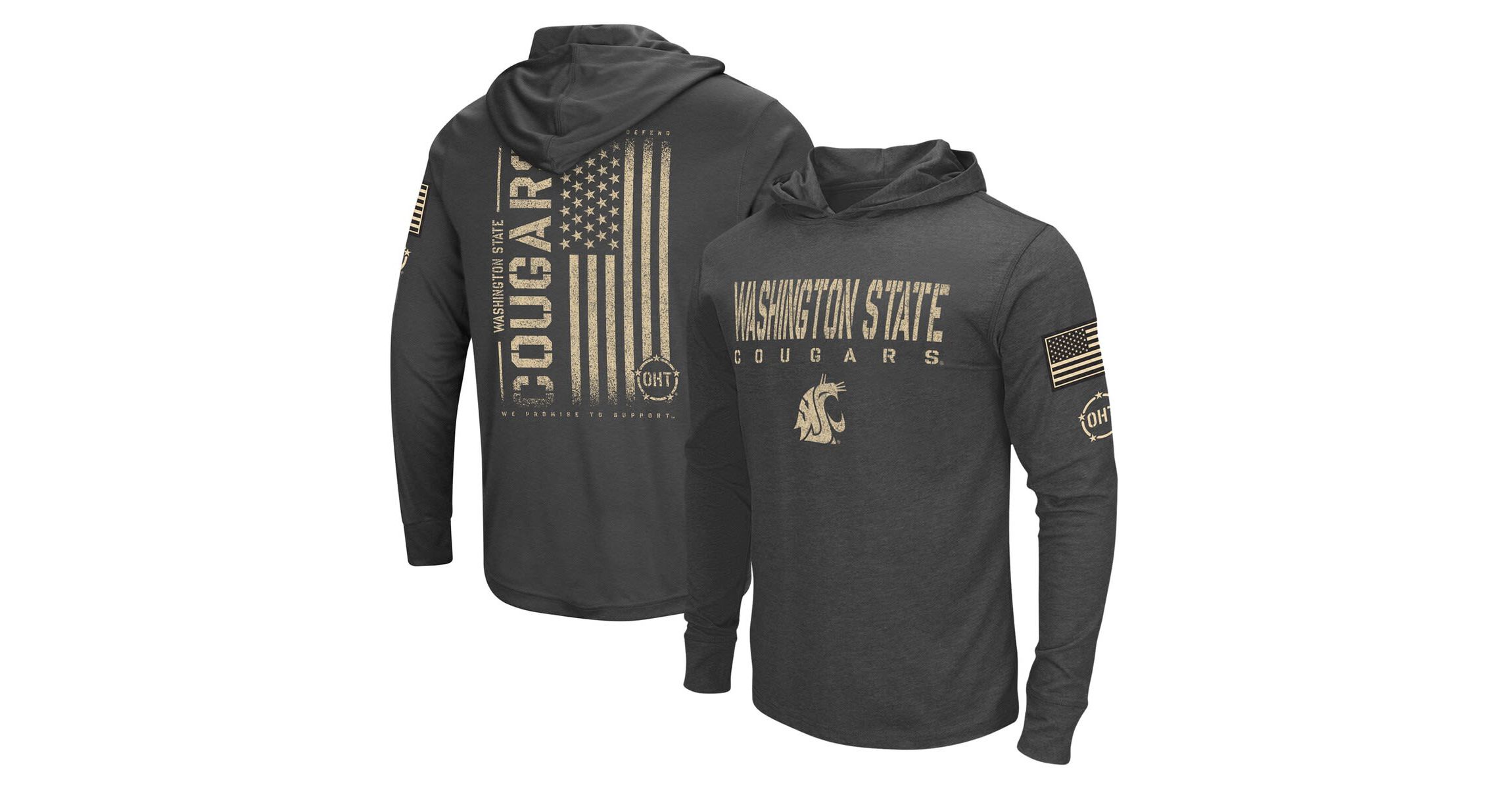 NCAA Washington State Cougars Team OHT Military Appreciation Long Sleeve Hoodie T-Shirt