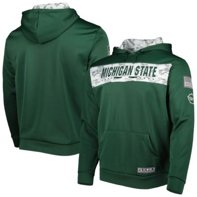Colosseum Men's NCAA Michigan State Spartans OHT Military Appreciation Team Color Pullover Hoodie, Green, Medium