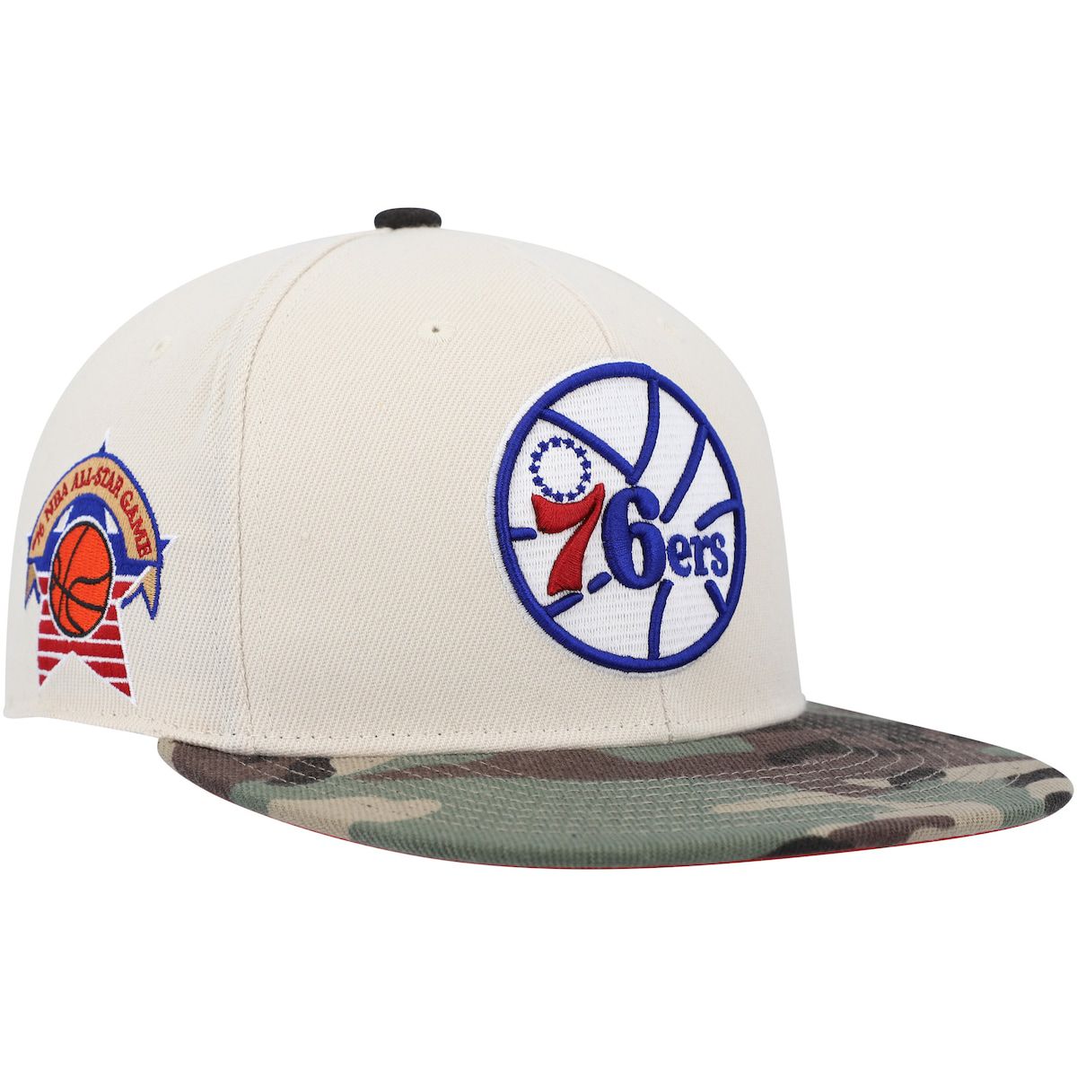 NBA Cream/Camo Philadelphia 76ers Hardwood Classics 1976 NBA All-Star Game Off Fitted Hat