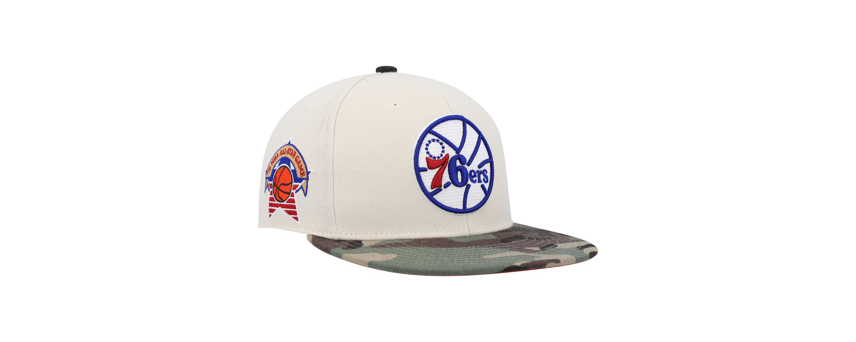 NBA Cream/Camo Philadelphia 76ers Hardwood Classics 1976 NBA All-Star Game Off Fitted Hat