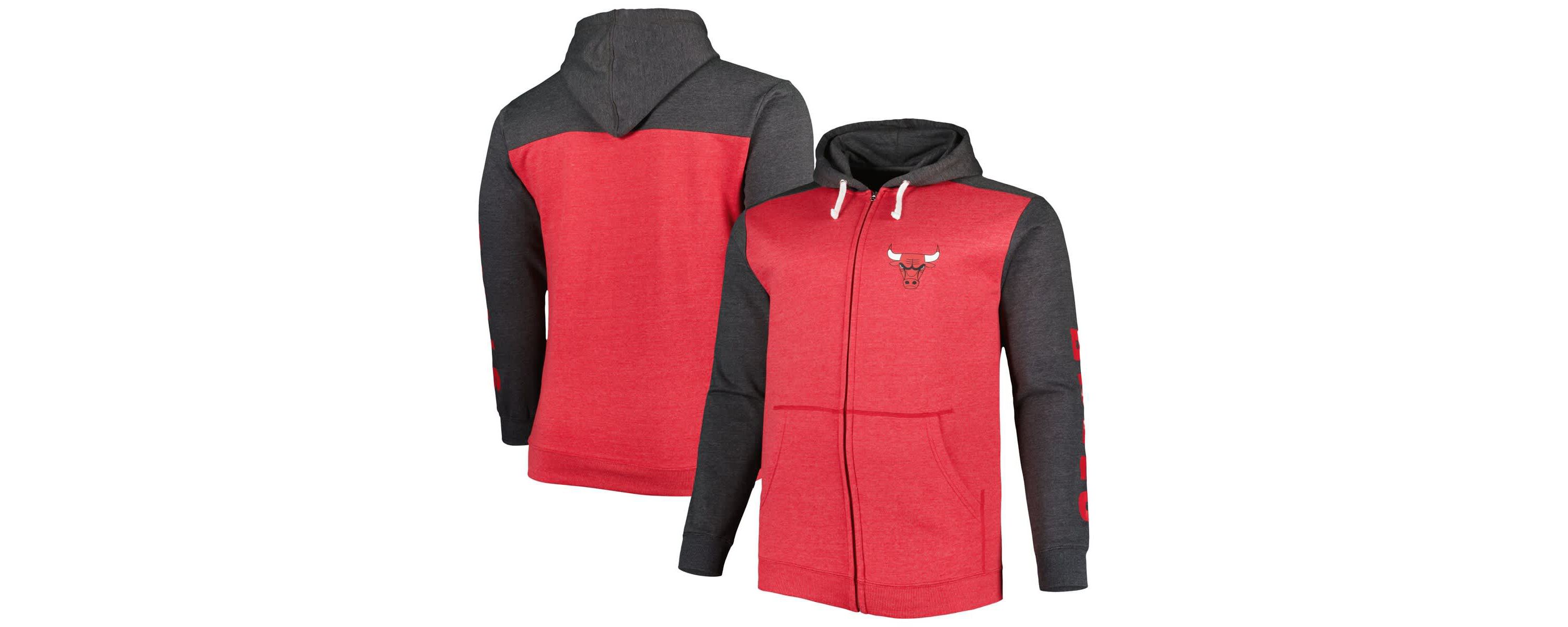 NBA Fanatics ed Chicago Bulls Big & Tall Down and Distance Full-Zip Hoodie