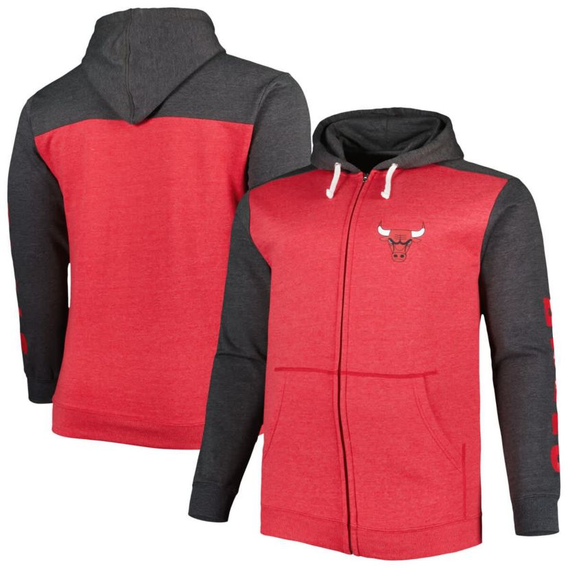 NBA Fanatics ed Chicago Bulls Big & Tall Down and Distance Full-Zip Hoodie