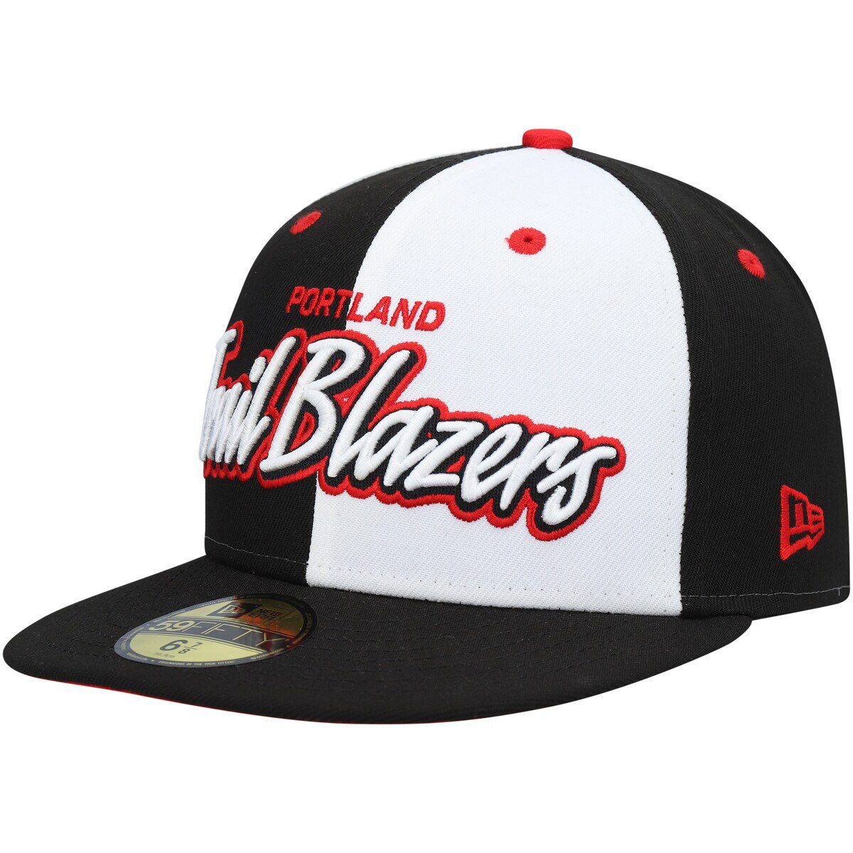 NBA Black/White Portland Trail Blazers Script Pinwheel 59FIFTY Fitted Hat