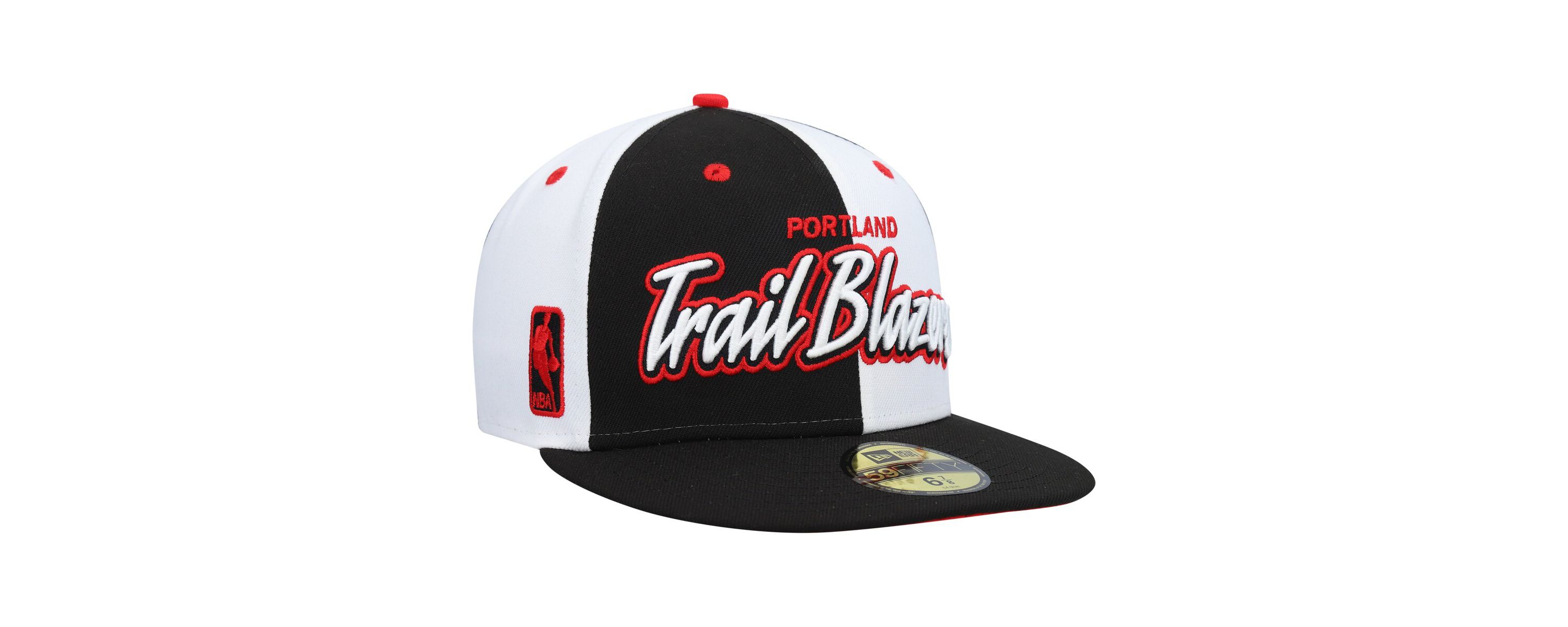 NBA Black/White Portland Trail Blazers Script Pinwheel 59FIFTY Fitted Hat