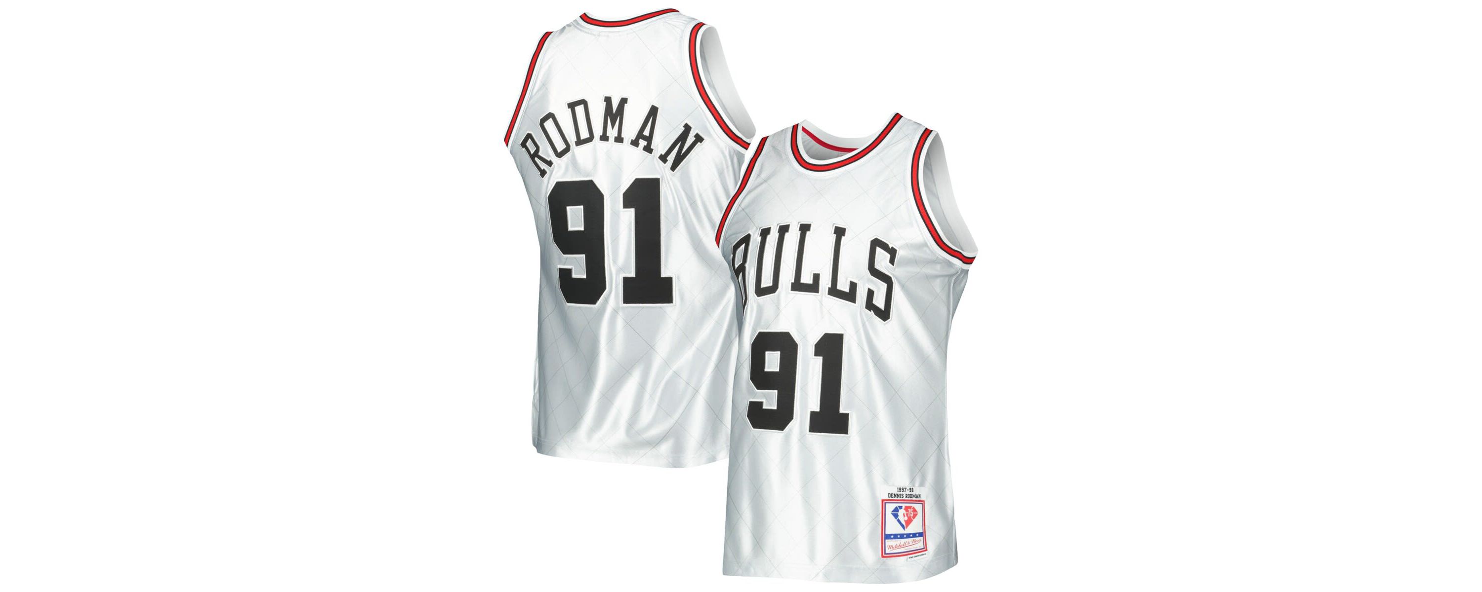 NBA Dennis Rodman Chicago Bulls 1997/98 Hardwood Classics 75th Anniversary Swingman Jersey