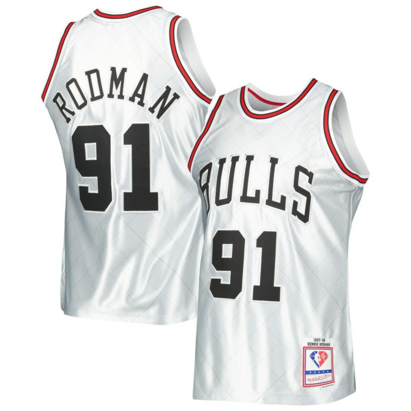NBA Dennis Rodman Chicago Bulls 1997/98 Hardwood Classics 75th Anniversary Swingman Jersey