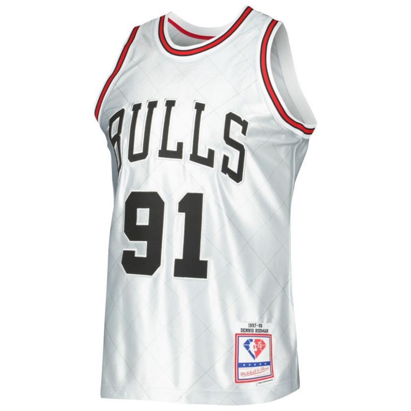 NBA Dennis Rodman Chicago Bulls 1997/98 Hardwood Classics 75th Anniversary Swingman Jersey