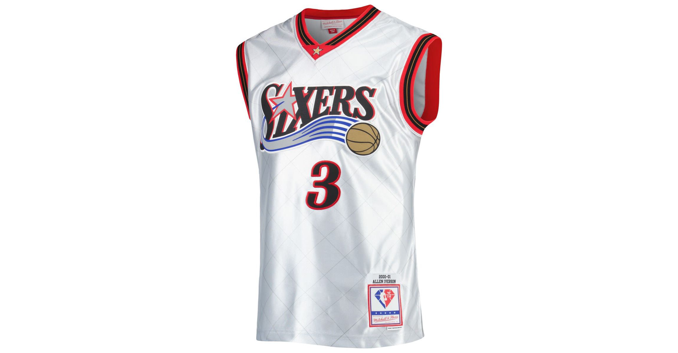 NBA Allen Iverson Philadelphia 76ers 2000/01 Hardwood Classics 75th Anniversary Swingman Jersey