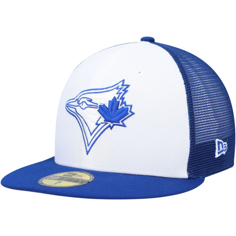 Toronto Blue Jays MLB White/Royal Toronto Jays 2023 On-Field Batting Practice 59FIFTY Fitted Hat