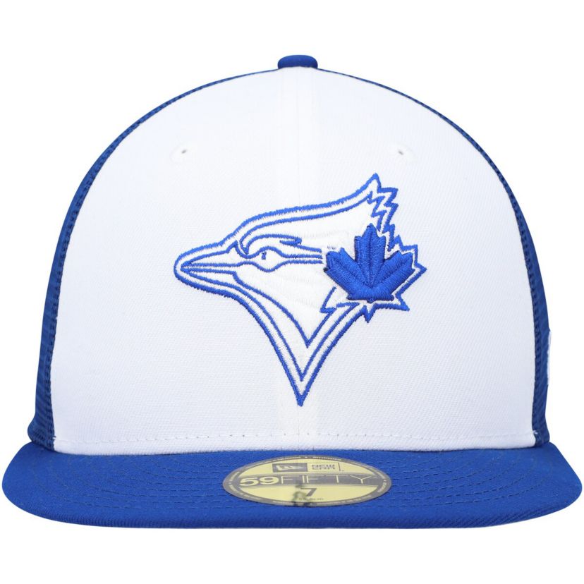 Toronto Blue Jays MLB White/Royal Toronto Jays 2023 On-Field Batting Practice 59FIFTY Fitted Hat