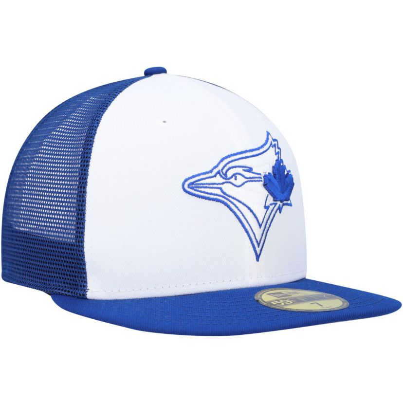 Toronto Blue Jays MLB White/Royal Toronto Jays 2023 On-Field Batting Practice 59FIFTY Fitted Hat