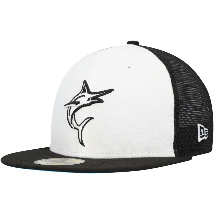 MLB White/Black Miami Marlins 2023 On-Field Batting Practice 59FIFTY Fitted Hat