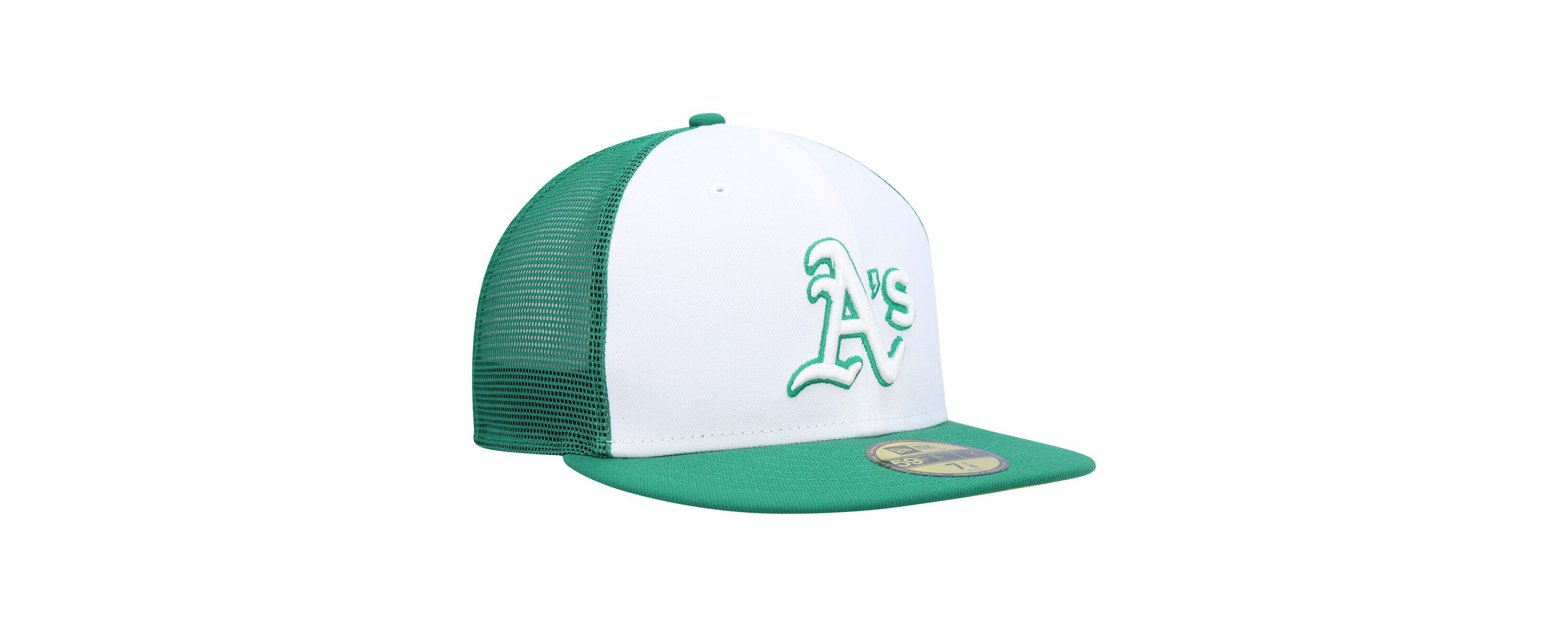 Oakland Athletics MLB White/Green Athletics 2023 On-Field Batting Practice 59FIFTY Fitted Hat