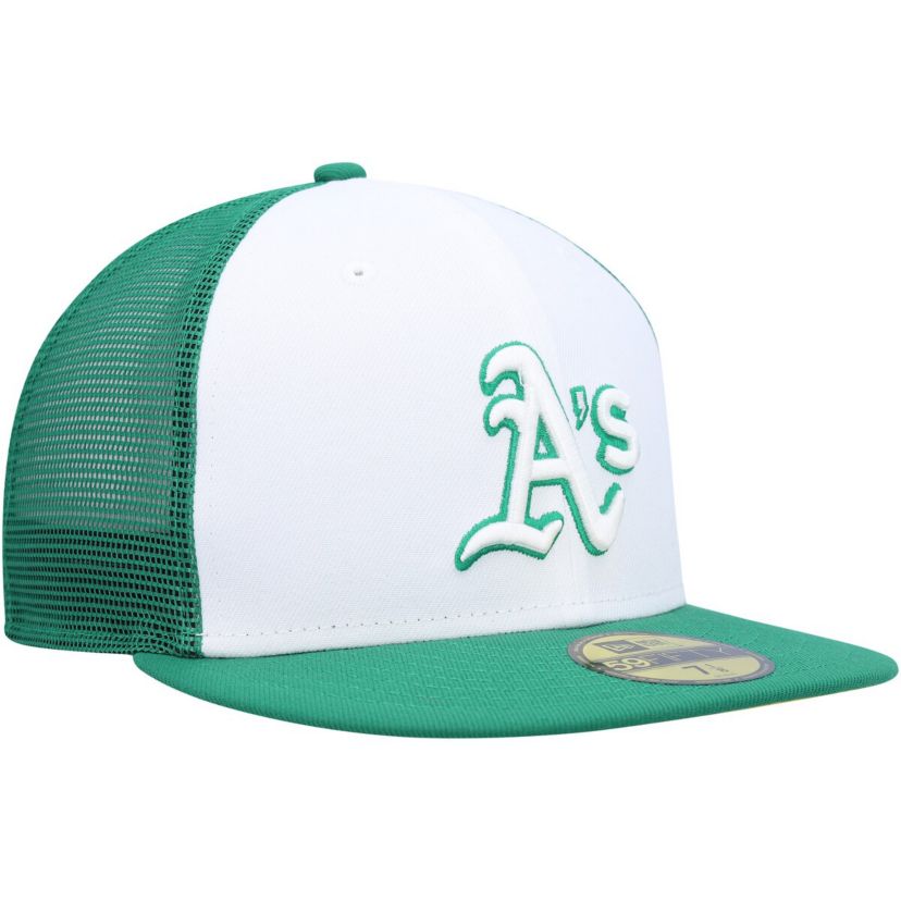 Oakland Athletics MLB White/Green Athletics 2023 On-Field Batting Practice 59FIFTY Fitted Hat