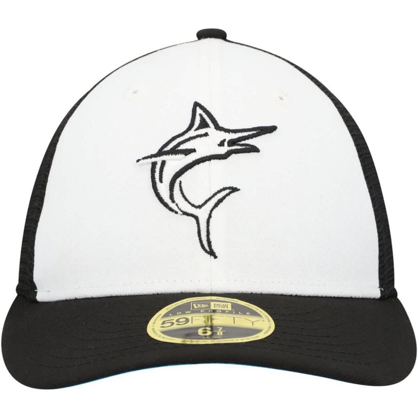MLB Black/White Miami Marlins 2023 On-Field Batting Practice Low 59FIFTY Fitted Hat