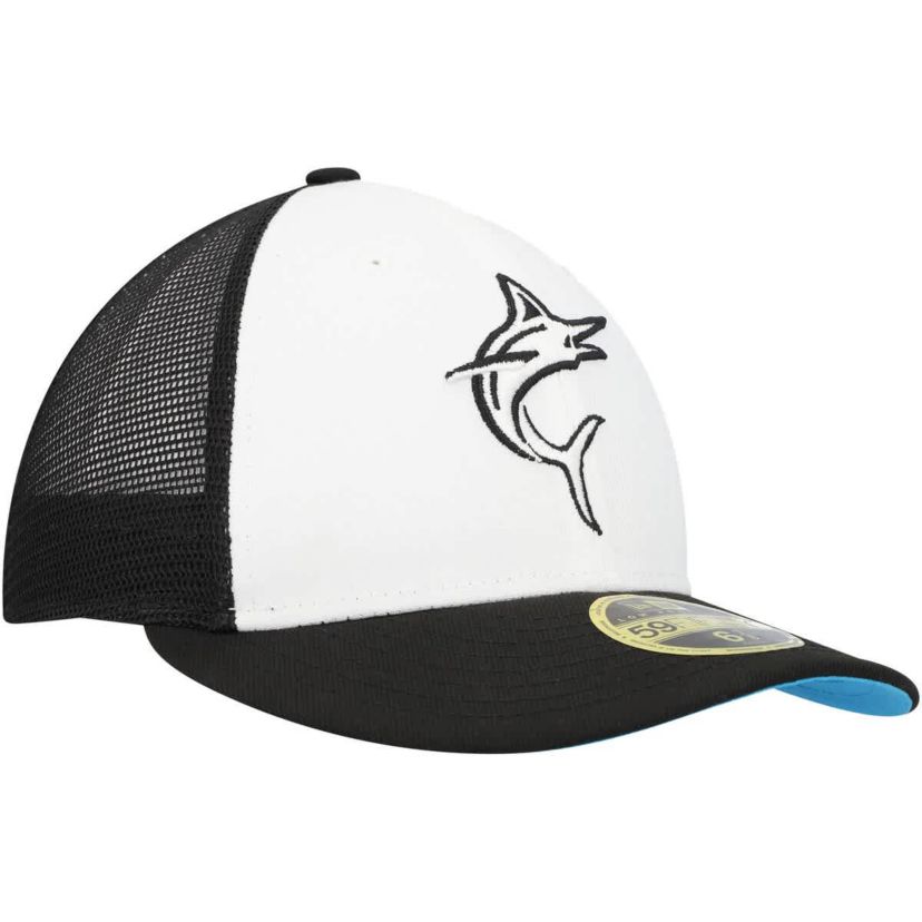 MLB Black/White Miami Marlins 2023 On-Field Batting Practice Low 59FIFTY Fitted Hat