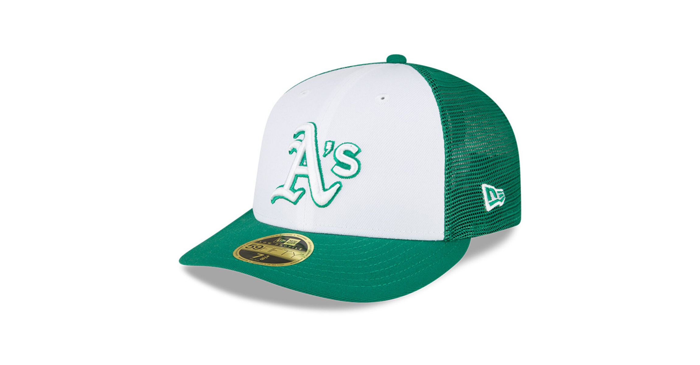 Oakland Athletics MLB White/Green Athletics 2023 On-Field Batting Practice Low 59FIFTY Fitted Hat