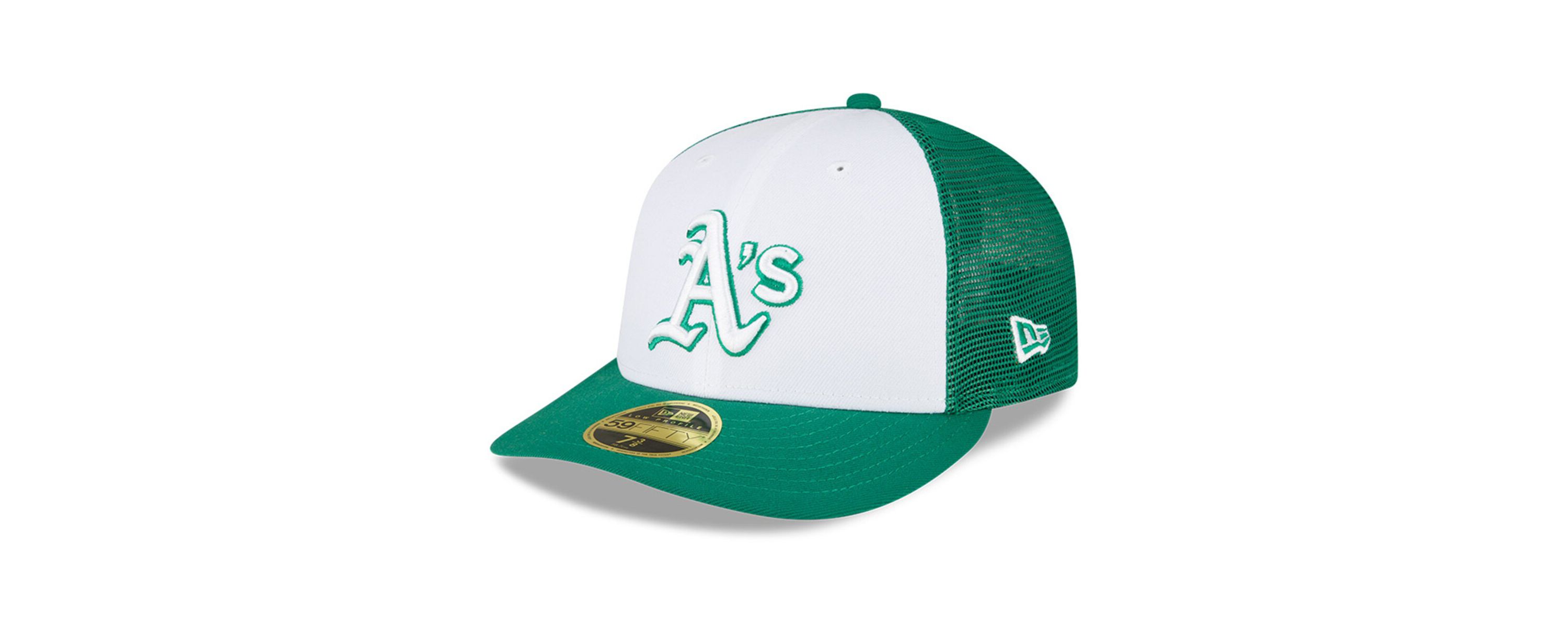 Oakland Athletics MLB White/Green Athletics 2023 On-Field Batting Practice Low 59FIFTY Fitted Hat