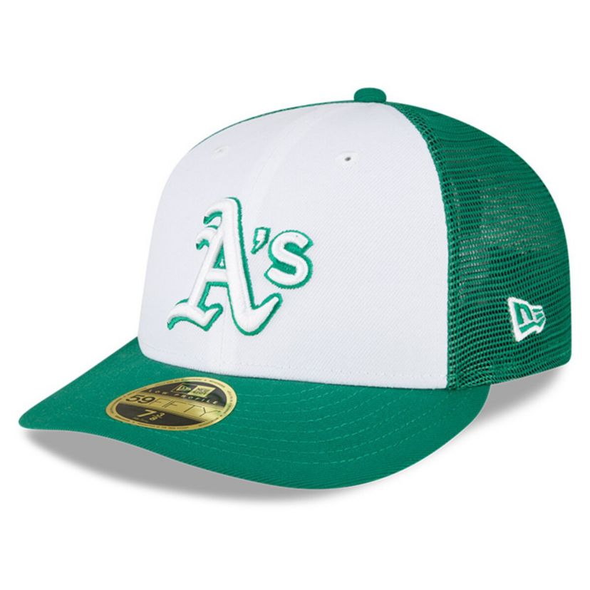 Oakland Athletics MLB White/Green Athletics 2023 On-Field Batting Practice Low 59FIFTY Fitted Hat