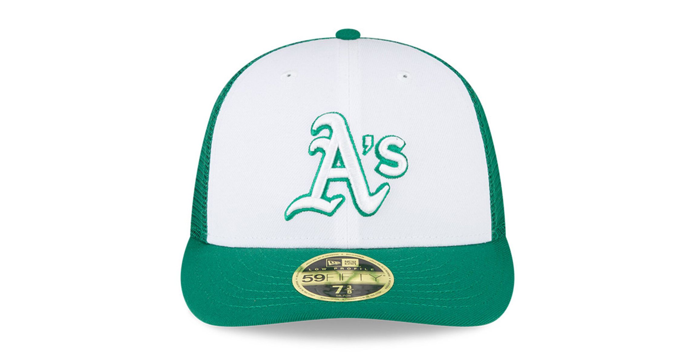 Oakland Athletics MLB White/Green Athletics 2023 On-Field Batting Practice Low 59FIFTY Fitted Hat