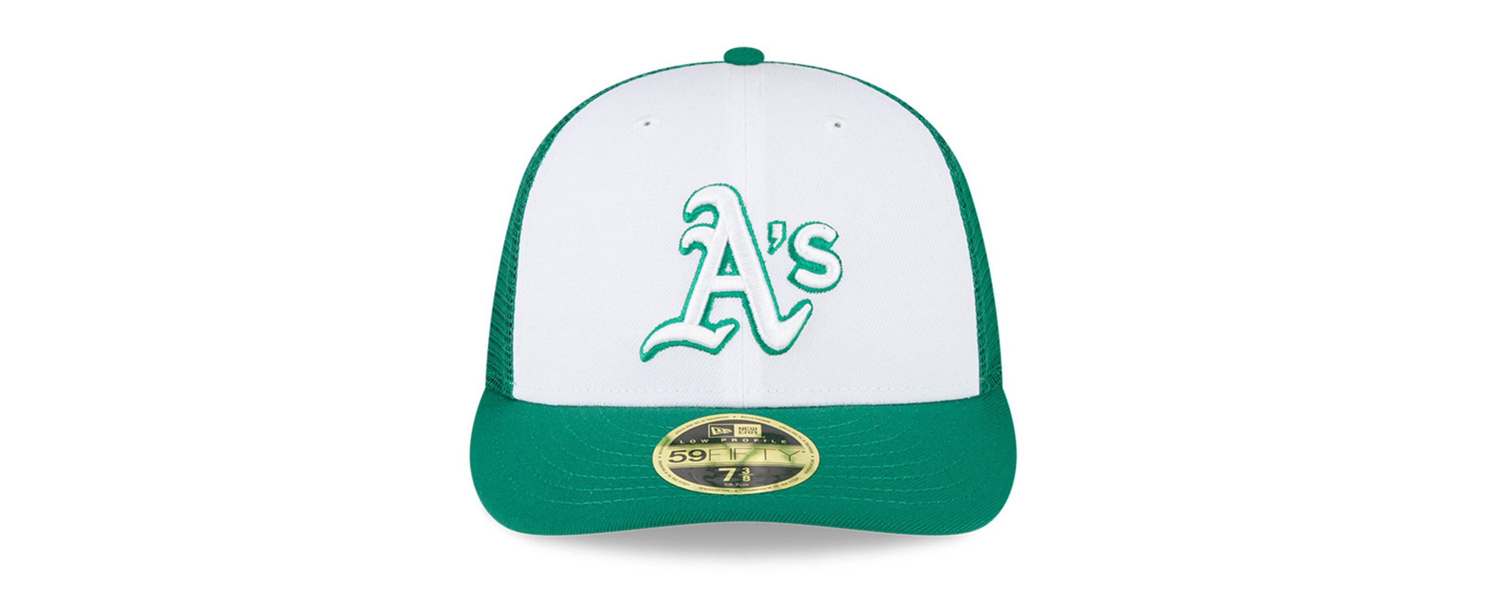 Oakland Athletics MLB White/Green Athletics 2023 On-Field Batting Practice Low 59FIFTY Fitted Hat