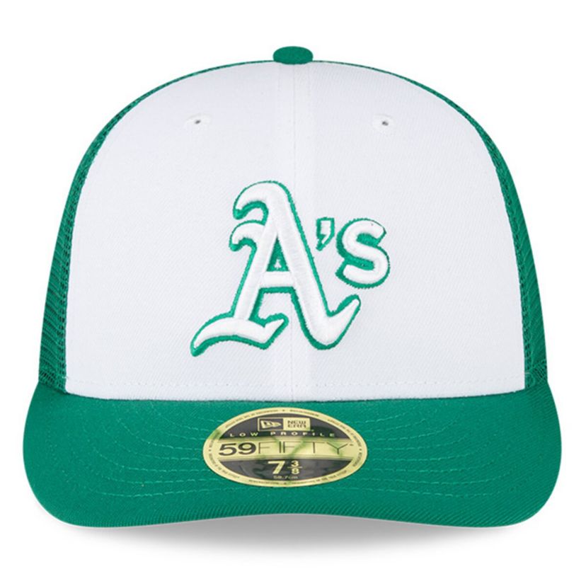 Oakland Athletics MLB White/Green Athletics 2023 On-Field Batting Practice Low 59FIFTY Fitted Hat