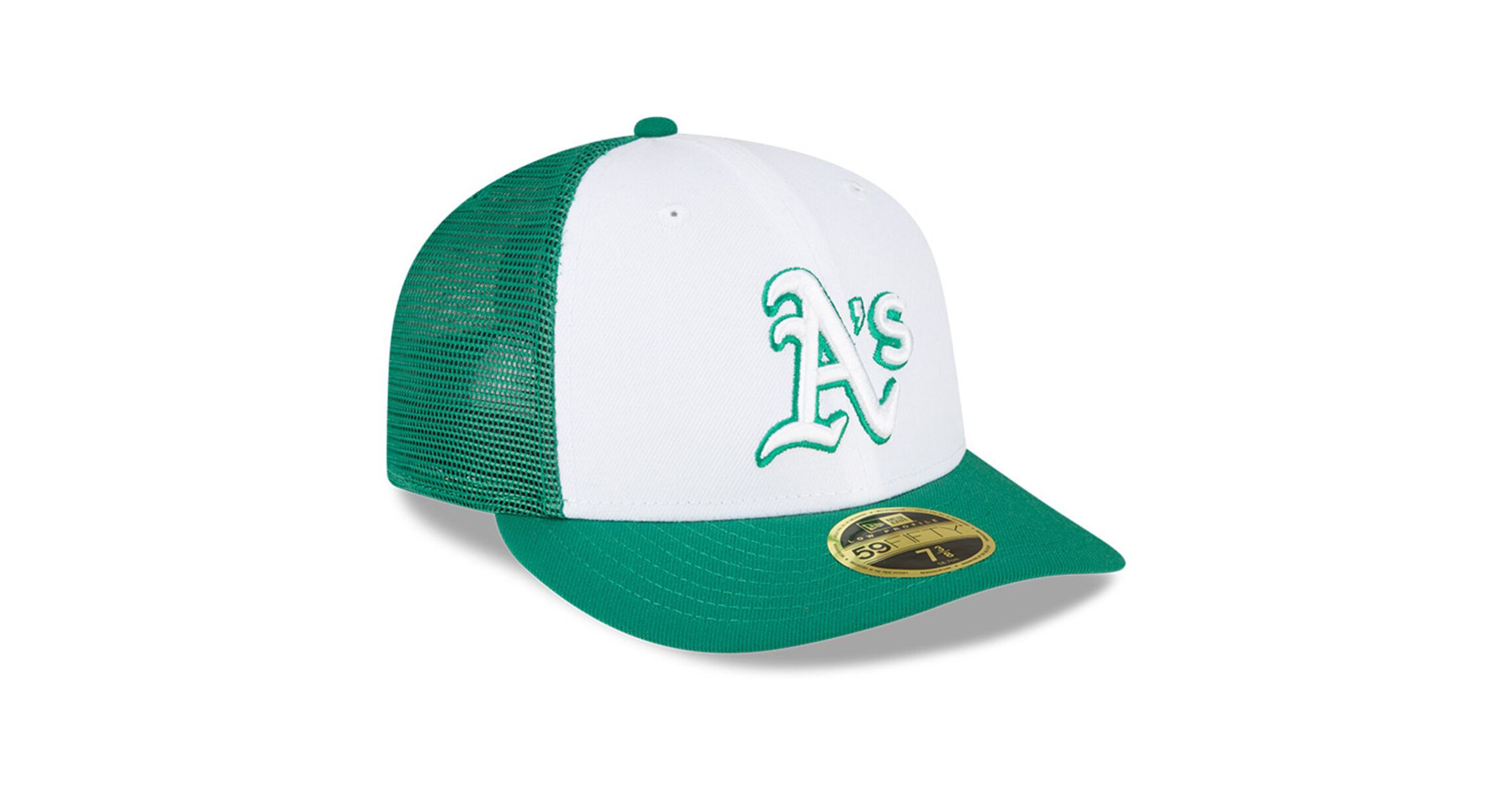 Oakland Athletics MLB White/Green Athletics 2023 On-Field Batting Practice Low 59FIFTY Fitted Hat