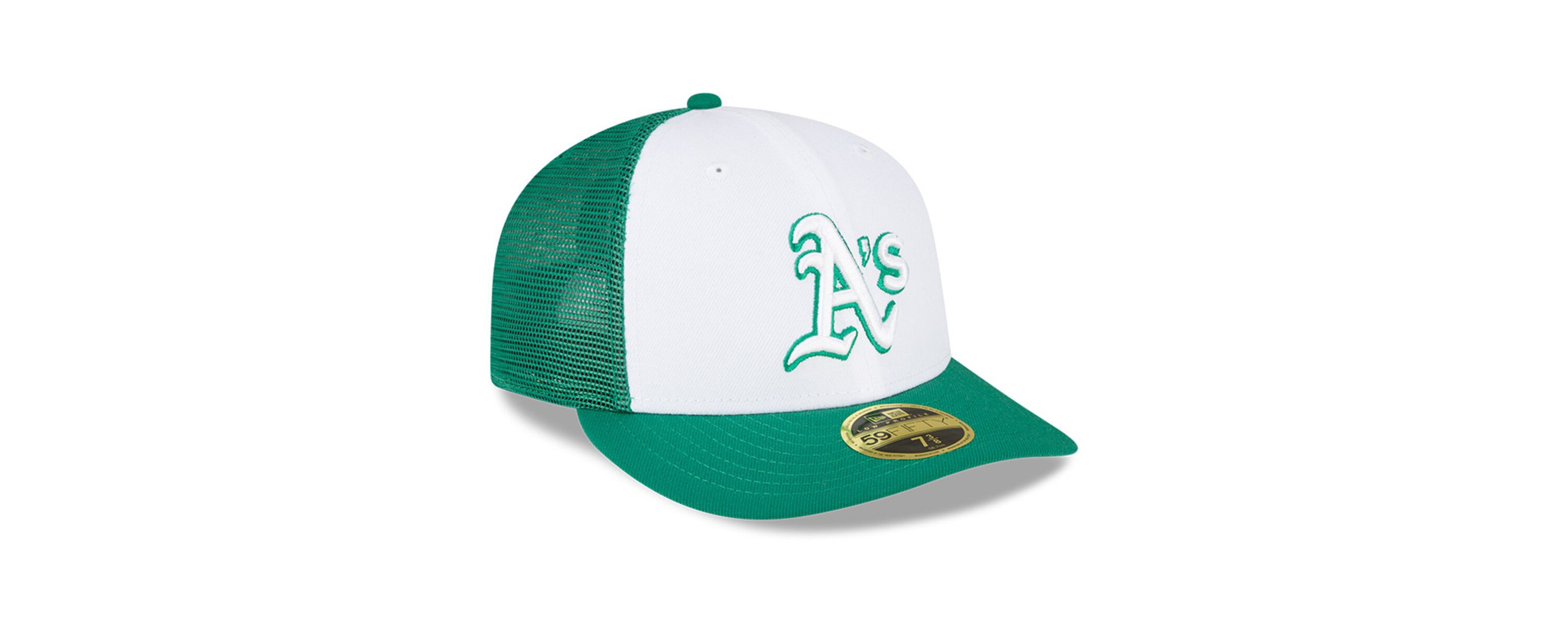 Oakland Athletics MLB White/Green Athletics 2023 On-Field Batting Practice Low 59FIFTY Fitted Hat