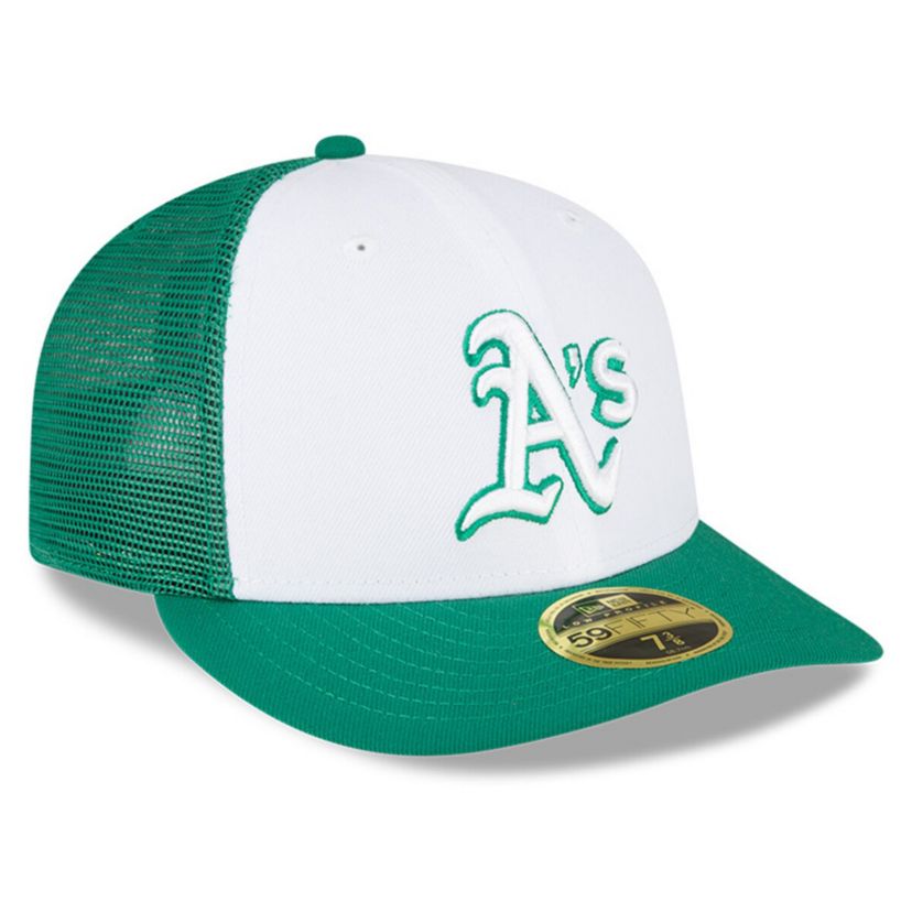 Oakland Athletics MLB White/Green Athletics 2023 On-Field Batting Practice Low 59FIFTY Fitted Hat