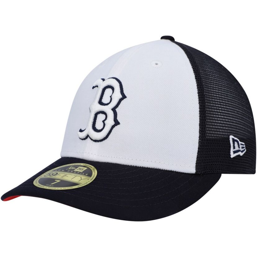 Boston Red Sox MLB White/Navy Boston Sox 2023 On-Field Batting Practice Low 59FIFTY Fitted Hat