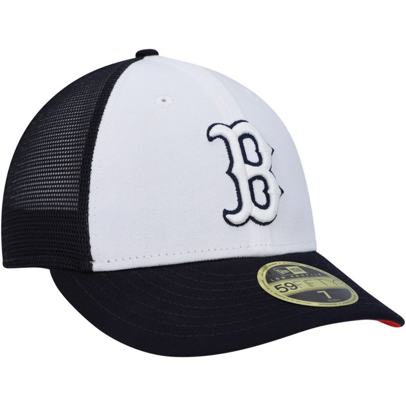 Boston Red Sox MLB White/Navy Boston Sox 2023 On-Field Batting Practice Low 59FIFTY Fitted Hat