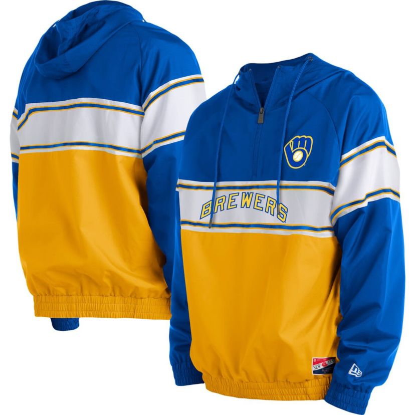 MLB Milwaukee Brewers Ripstop Raglan Quarter-Zip Hoodie