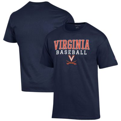 Champion Men's NCAA Virginia Cavaliers Baseball Stack T-Shirt, Navy Blue, 2XL