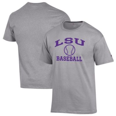 Champion Men's NCAA LSU Tigers Baseball Icon T-Shirt, Gray, Medium
