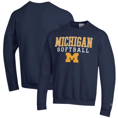 Champion Men's NCAA Michigan Wolverines Softball Stack Pullover Crewneck Sweatshirt