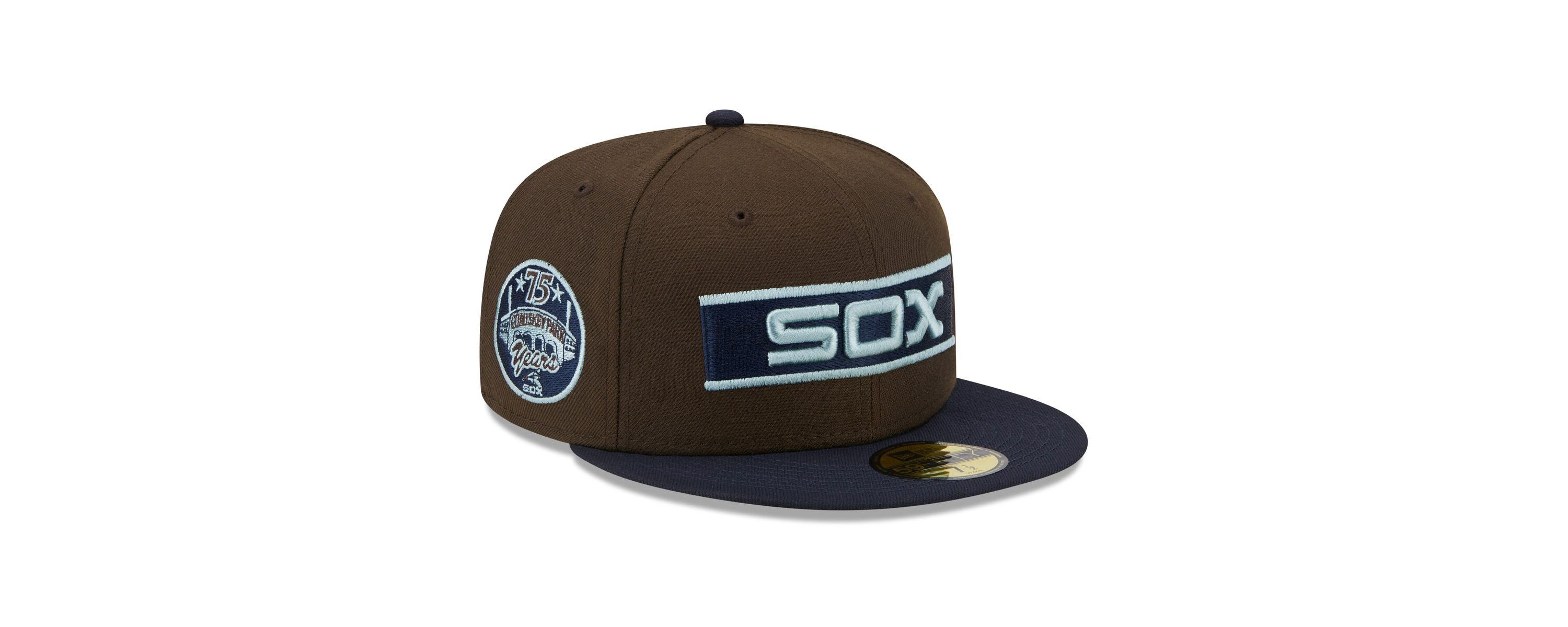 Chicago White Sox MLB Brown/Navy Chicago Sox Comiskey Park 75th Anniversary Walnut 9FIFTY Fitted Hat