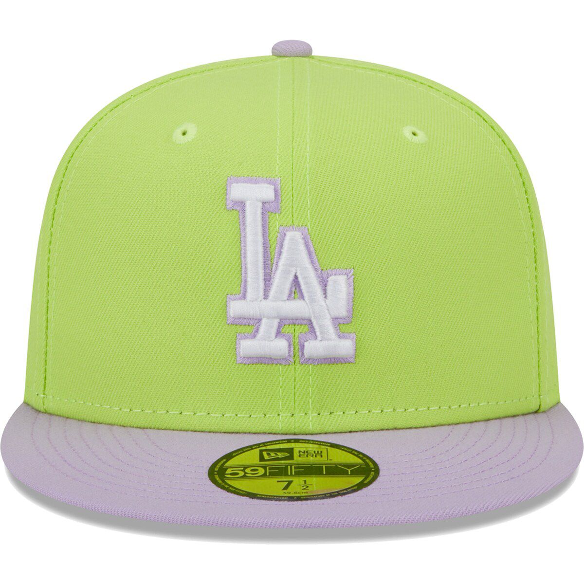 MLB Neon Green/Lavender Los Angeles Dodgers Spring Color Two-Tone 59FIFTY Fitted Hat