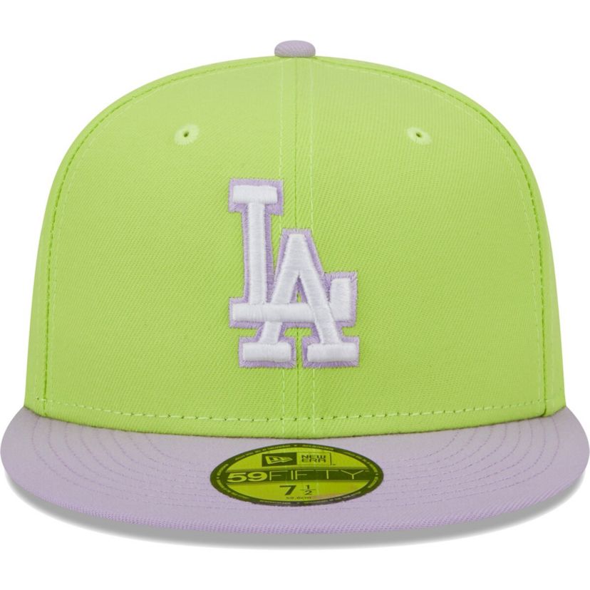 MLB Neon Green/Lavender Los Angeles Dodgers Spring Color Two-Tone 59FIFTY Fitted Hat