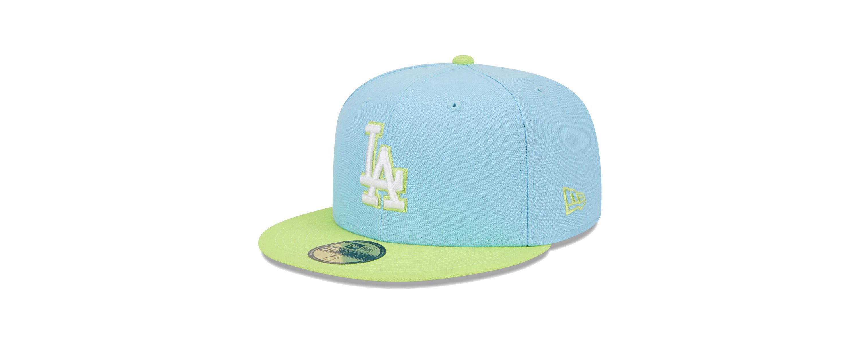 MLB Light Blue/Neon Los Angeles Dodgers Spring Color Two-Tone 59FIFTY Fitted Hat